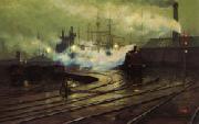 Lionel Walden The Docks at Cardiff oil painting
